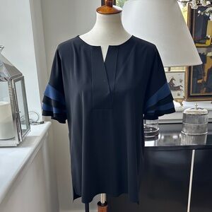 Akris Punto Black Top with Ruffle Detail Size 12